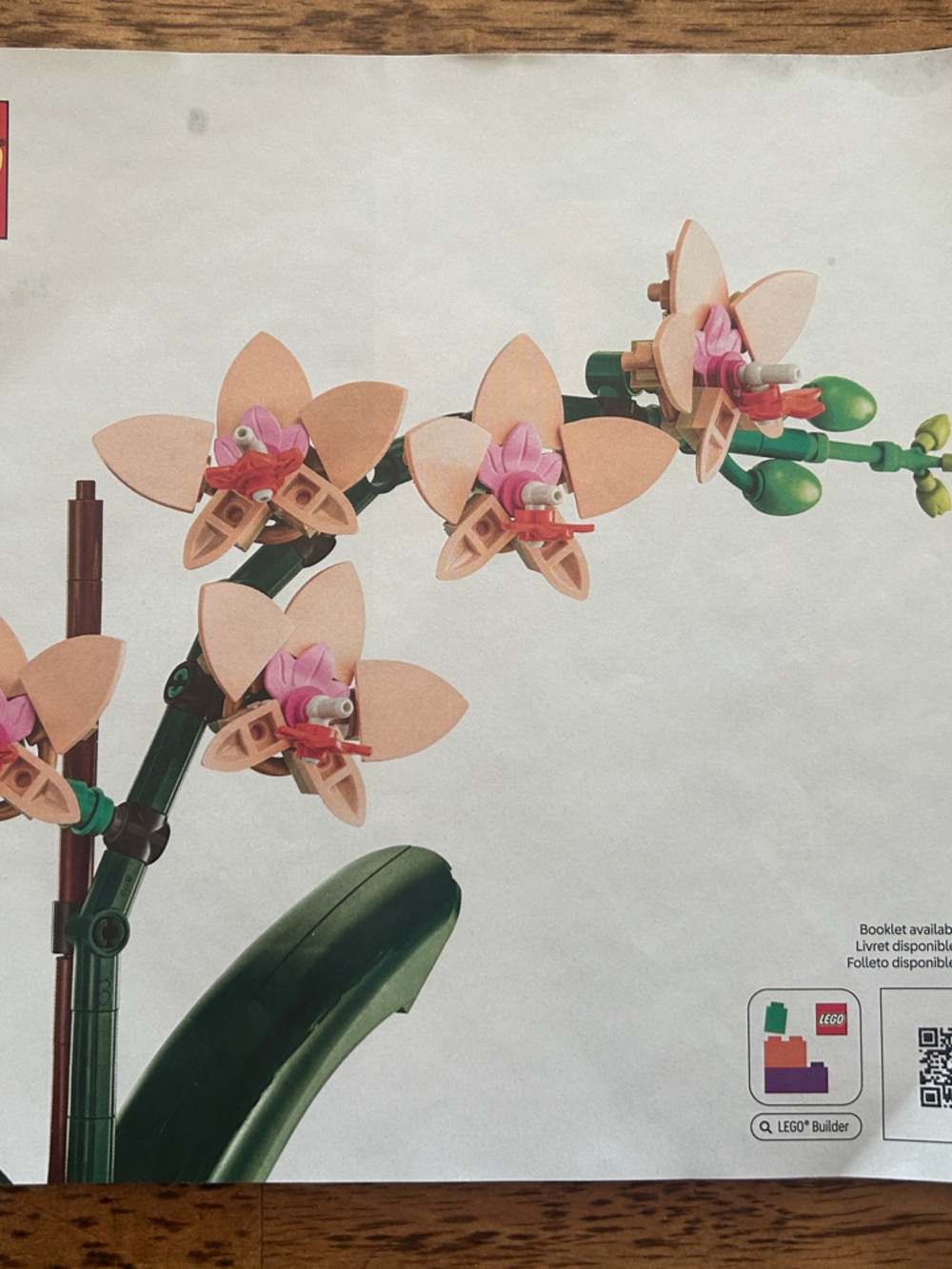 LEGO Orchid Stem with Pink and Tan Blooms INSTRUCTIONS ONLY